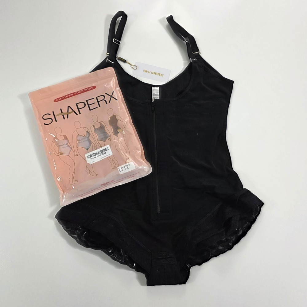 SHAPERX Women Black Full Body Shapewear Bodysuit Tummy Control  Size 3XL NEW NIP
